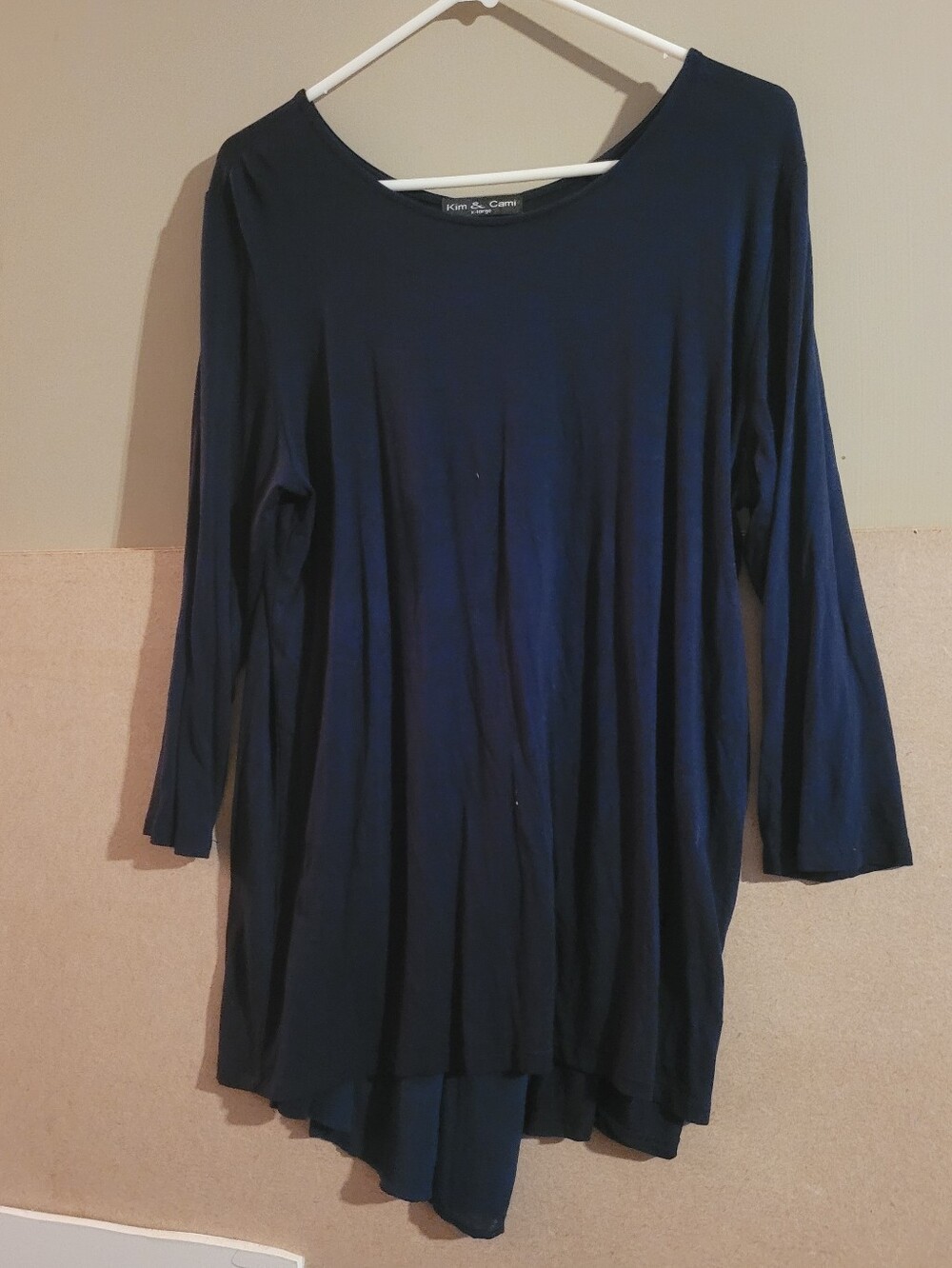 Kim & Cami Navy Long-Sleeve Swing Tunic Xl